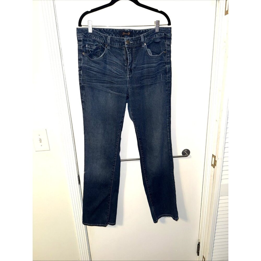 Seven7 jeans Size 12 straight leg dark blue denim